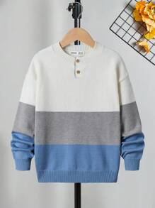 SHEIN Maglione oversize a girocollo maniche lunghe per Tween Boys