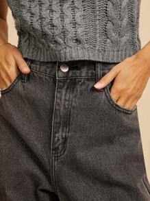 WESTFADE Premium 91% Cotton Denim High Rise Wide Leg Baggy Jeans