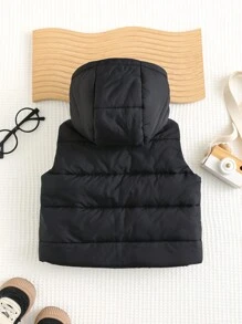 SHEIN Áo khoác nỉ dày màu trơn có mũ trùm đầu cho bé trai - Nhiều màu - Xem 5