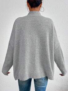 RueChic Jersey de cuello alto de manga murciélago
