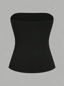 SHEIN EZwear Bộ 4 sản phẩm thu đông thiết yếu sọc đen trắng & họa tiết da báo crop top - Nhiều màu - Xem 11