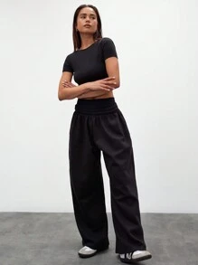 MUSERA ESSENTIALS Round Neck Backless Crop Top Casual Summer - Black - View 3