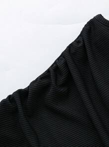 SHEIN PETITE 2 件套女士休闲纯色系腰无袖上衣和阔腿裤套装 - 黑色 - 查看 8