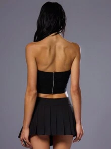 MUSERA Top bandeau sexy avec détails de chaîne, idéal pour les sorties, les vacances, le printemps, l'été, l'automne et l'hiver - Noir - Voir 3