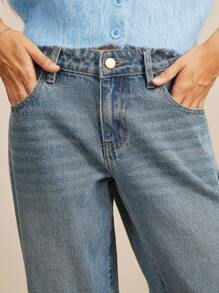 WESTFADE Quần Jeans Ống Đứng Rách Denim 97% Cotton Cao Cấp - Rửa nhẹ - Xem 3