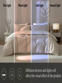 3pcs Mermaid Scale Pattern Solid Color Duvet Cover Set, Casual Style, Suitable For Bedroom, Home Decor - Khaki - View 8