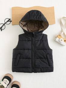 SHEIN Áo khoác nỉ dày màu trơn có mũ trùm đầu cho bé trai - Nhiều màu - Xem 11