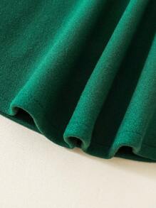 SHEIN Áo khoác len thanh lịch có mũ trùm đầu màu lạc đà cho bé gái, mùa thu đông - màu xanh lá - Xem 4