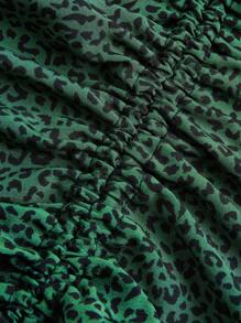 Sweetra 大码豹纹开叉褶皱 A 字裙，休闲海滩 - 彩色 - 查看 5