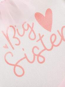 2 件套幼儿女孩休闲字母印花长袖 T 恤和薄纱裙时尚服装，春季/秋季 - 彩色 - 查看 3