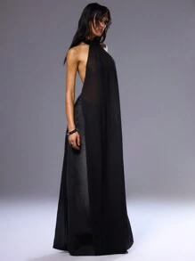 MUSERA 性感露背吊带露背上衣，适合伊比沙岛度假海滩穿着，可爱优雅，适合节日、西部风情派对、夜店等场合。 - 黑色 - 查看 3