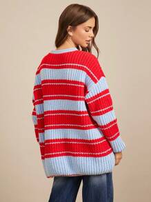 WESTFADE Jersey oversized casual de rayas para otoño