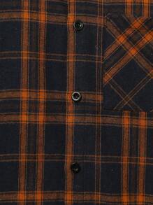 SHEIN Tween Boys Plaid Hooded Shirt, Suitable For Commuting, School, Casual, Collegiate Style, Sport, Autumn/Winter, Versatile - Royal Blue - View 5