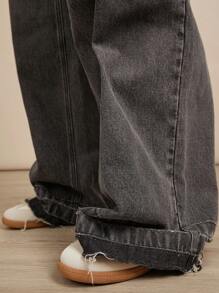 WESTFADE Premium 91% Cotton Denim High Rise Wide Leg Baggy Jeans