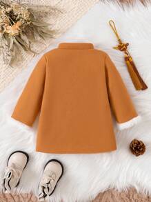 复古风格厚实保暖长袖汉服连衣裙，适合婴儿/幼儿女孩，秋季