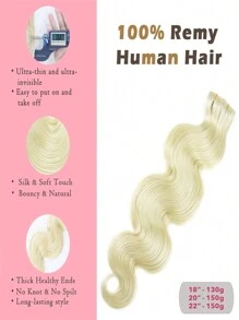 Seamless Clip Ins 7pcs Body Wave 613# Bleach Blonde 130g/150g Full Head Seamless PU Clip Ins Extensions 100% Cuticle Aligned Double Drown Remy Human Hair HQ Invisible Clip In Hair Extensions - S613 - View 2