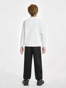 SHEIN Conjunto informal de 2 piezas de sudadera de punto con estampado de letras y pantalones para adolescentes, para otoño/invierno - Multicolor - Ver 3