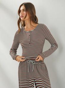 WESTFADE 条纹亨利休闲上衣