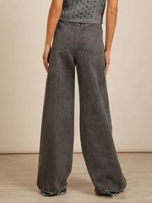 WESTFADE Premium 91% Cotton Denim High Rise Wide Leg Baggy Jeans