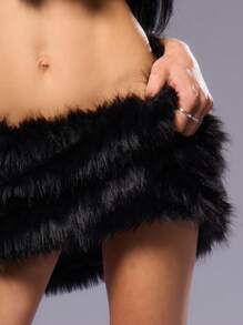 MUSERA Faux Fur Fluffy Skirt Party Ibiza Fits Summer Boho Ibiza, Holi, Club  Winter Occasion Valentines Day