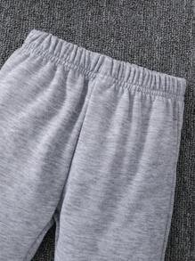 SHEIN 年轻男孩可爱熊图案运动衫套装 - 灰色 - 查看 6