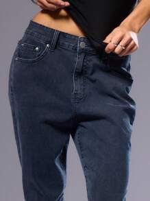 MUSERA 斜插口袋七分牛仔裤，90年代春夏可爱风 - 淺藍色 - 查看 5