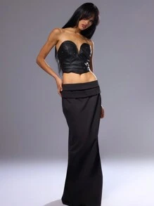 MUSERA Falda larga con cinturón, elegante para primavera y verano, sexy