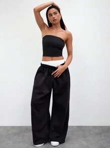 MUSERA ESSENTIALS Snatched Cropped Tube Top Casual Summer - Black - View 4