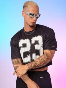 FeverCity Men Crew Neck Short Sleeve Numeric Print Casual Jersey T-Shirt, Boyfriend Gift, For Going Out, Summer - Multicolor - View 5