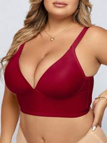 1 pieza Bralette sin aro informal cómoda sin respaldo de tirantes finos para tallas grandes