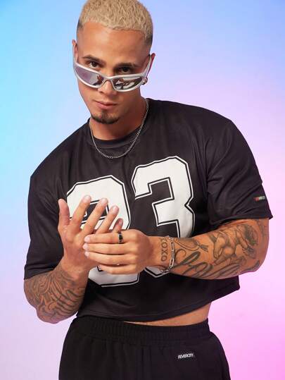 FeverCity Camiseta informal de jersey con cuello de pico y manga corta para hombre con estampa numérica, regalo para el novio, para salir, verano