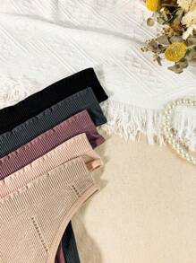Snug Zone 5pcs/Pack Seamless Thong Panties For Women - Multicolor - View 5