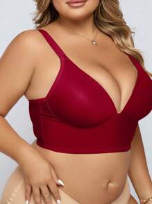 1 pieza Bralette sin aro informal cómoda sin respaldo de tirantes finos para tallas grandes