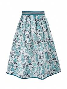 Oktoberfest Floral Print Dirndl Skirt For Women Traditional Bavarian - Green - View 2