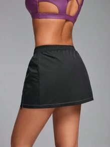 Innovista Women's 2-In-1 Side Split Zipper Sports Skort With Functional Skirts Includes Shorts, Golf Skirt, Tennis Woman Outfit , Y2K Skirts, Athletic Skirt,Fall Wear - Black - View 2