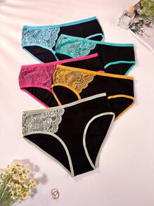 5pcs/Set Lace Patchwork Women's Panties - Multicolor - View 1