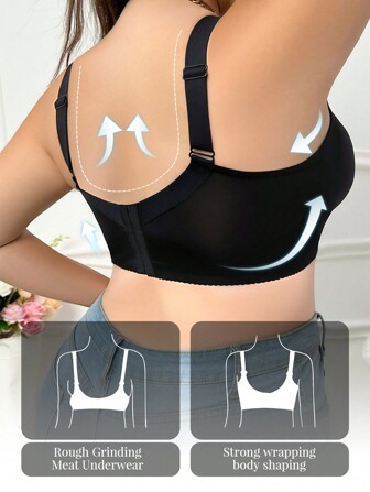 1 st. Plus Size Komfort Sömlös Slät Stödjande Bygel-BH, Lift