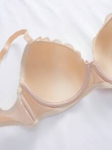 3 piezas Conjunto de sujetadores sexy, romántico, casual, cómodo, de encaje, con parches, con aros, levantador, push up, ajustable