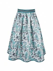Oktoberfest Floral Print Dirndl Skirt For Women Traditional Bavarian - Green - View 5