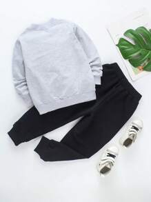 SHEIN بلوزة وبنطلون رياضي مطبوعان بطبعة الحرف واليونيكورن للفتاة الشابة - متعدد الألوان - مشاهدة 2