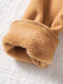 3 件装女婴休闲纯色保暖内衬立领长袖 T 恤，秋冬款 - 彩色 - 查看 3