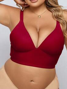 1 pieza Bralette sin aro informal cómoda sin respaldo de tirantes finos para tallas grandes
