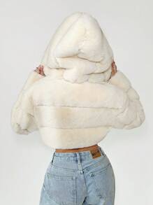 SHEIN ICON Lady's Short Fluffy Jacket, Party Style - Apricot - View 2