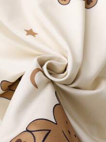 2 件装 Tween Girl 杏色休闲可爱熊印花圆领运动衫和裤子家居服套装