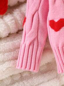 SHEIN Baby Girl Heart Pattern Long Sleeve Casual Cardigan, Fall/Winter - Pink - View 4