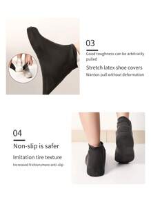 1 双男女防水加厚防滑鞋套，户外橡胶雨鞋套，适合户外骑行和雨天。尺码：34-40 短筒（更适合女孩/儿童）圣诞节节日礼物，返校用品