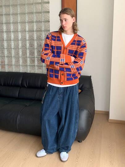 Manfinity VCAY Men's Knit Casual Everyday Versatile Colorful Cardigans, For Fall Winter