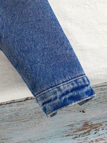 SHEIN Tween Boys Patchwork Basic Casual Fully Lined Thermal Lined Thick Denim Jacket