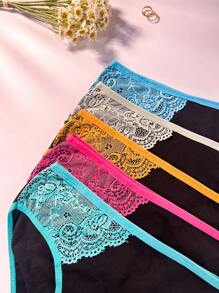5pcs/Set Lace Patchwork Women's Panties - Multicolor - View 4