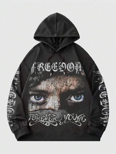 Street Life sweat-shirt à capuche avec imprimé portrait vintage pour hommes, style streetwear